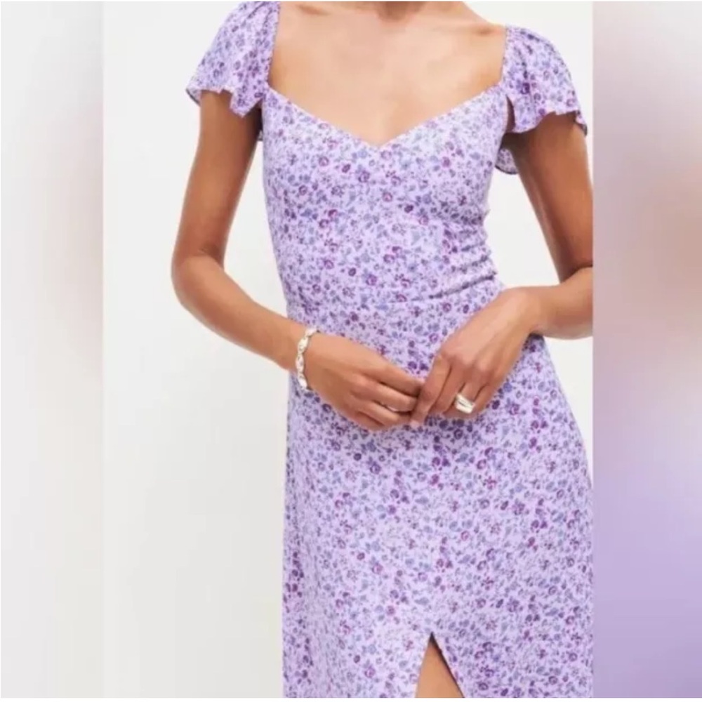 Reformation Purple Floral Midi Dress View 2